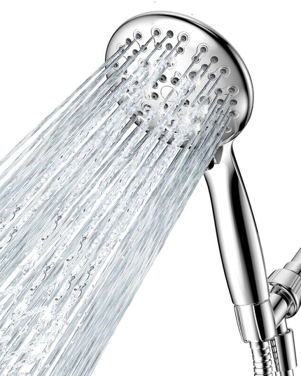 High Pressure Shower Head with Handheld,  6 Spray Settings Handheld Showerhead, 4.3" High Flow Rain Showerhead Set with 59" Stainless Steel Hose and Adjustable Bracket for Bathroom, Gym, Hotel