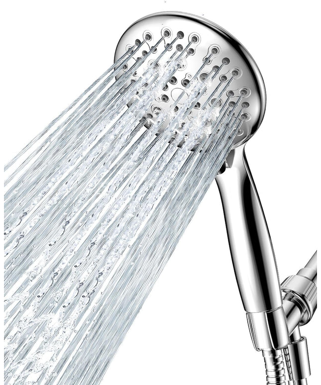 High Pressure Shower Head with Handheld,  6 Spray Settings Handheld Showerhead, 4.3" High Flow Rain Showerhead Set with 59" Stainless Steel Hose and Adjustable Bracket for Bathroom, Gym, Hotel