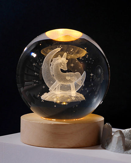 Crystal Ball Night Lights Glowing Planet Galaxy Astronaut 3D Moon Table Lamp USB Atmosphere Lamp Tabletop Decorations Kid Gifts