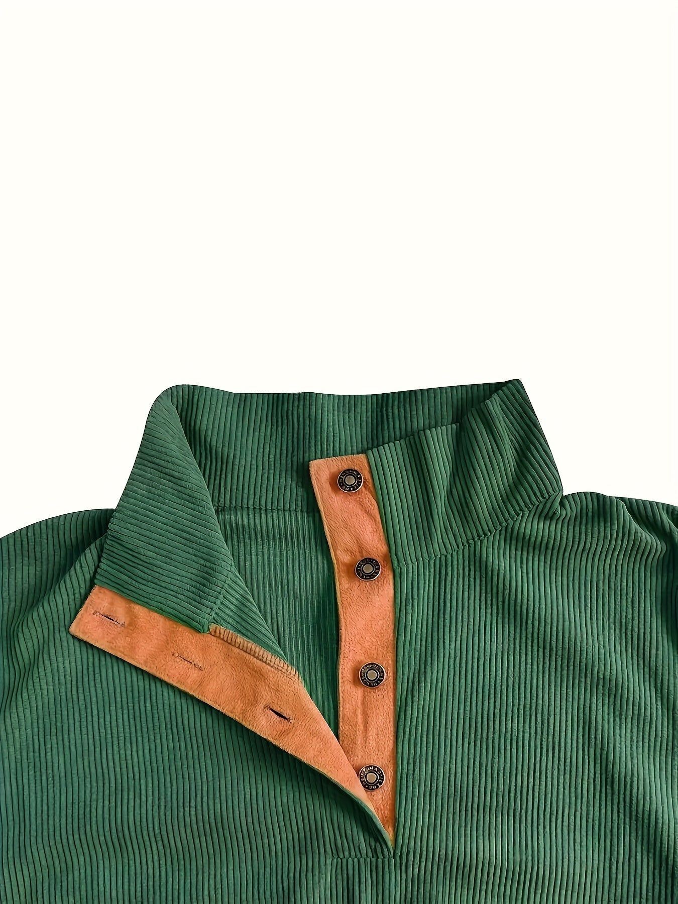 Men'S Casual Jacket for Autumn And Winter, Featuring a Loose Fit, Corduroy Fabric, Stand-Up Collar, Long Sleeves, And Button- Design.