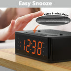 1pc USB Plug Alarm Clock for Bedroom with FM Radio, Wireless Connection, Dimmable LED Display, Sleep Timer, Adjustable Volume, Dual Alarm with ON/OFF Button, Bedside Clock for Adults Seniors ITOMA 515