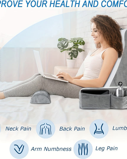 Reading Pillow for Sitting in Bed Adult, Back Pillow for Bed Sitting up, Reading & Bed Rest Pillows for Watching TV/Reading/Gaming/Resting in Bed, Couch or Floor, Medium 19"