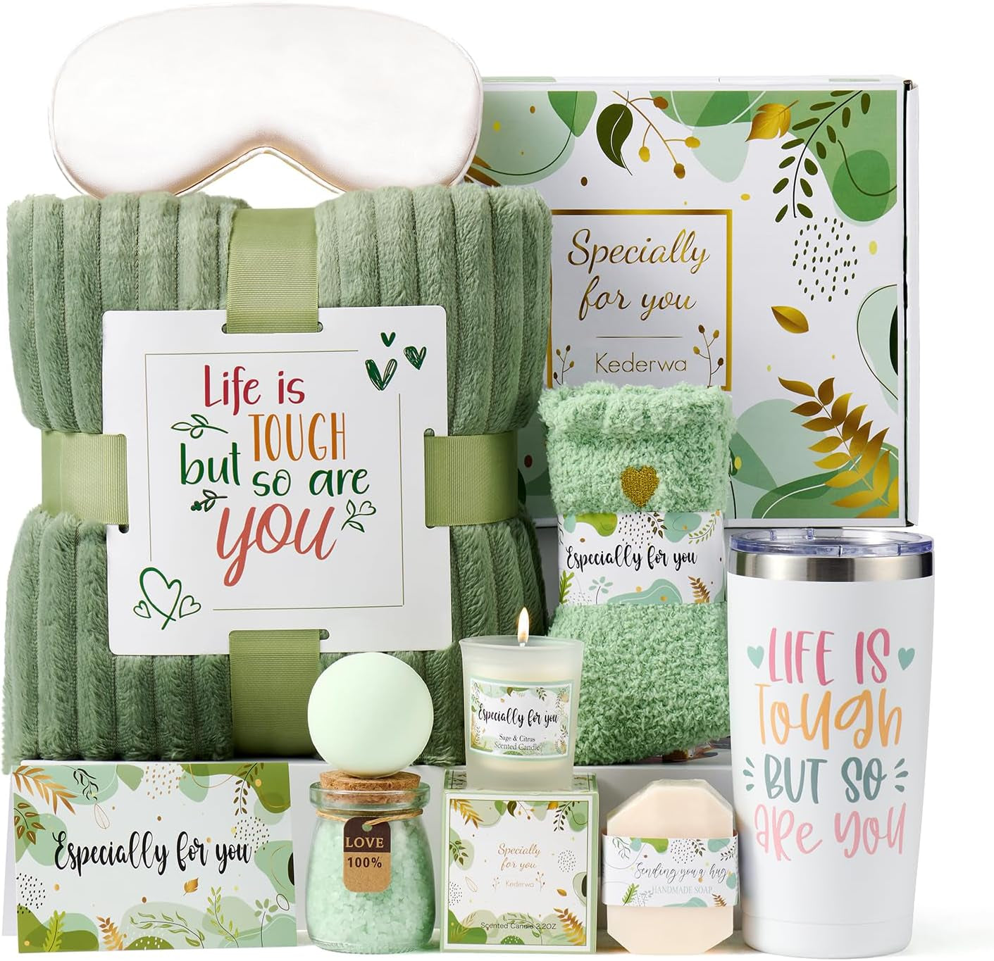Self Care Gifts for Women Get Well Soon Gifts Basket,Relaxing Spa Gifts Basket Care Package with Tumbler and Blanket Thinking of You Gifts for Mom Wife Sister Best Friends
