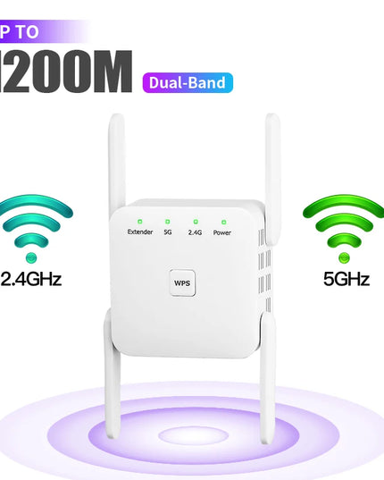 5Ghz WiFi Repeater AC1200 Wi-Fi Booster WiFi Extender Amplifier 2.4G/5GHz Wi-Fi Signal Booster Long Range Network Access Point