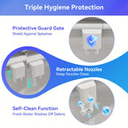 Bidet Attachment for Toilet with Hot and Cold Sprayer, Rear and Female Wash, Self-Clean Dual Nozzles, Adjustable Water Temperature and Pressure, Easy Installation, Non-electric Hygienic Toilet Accessories, Compatible with Mos