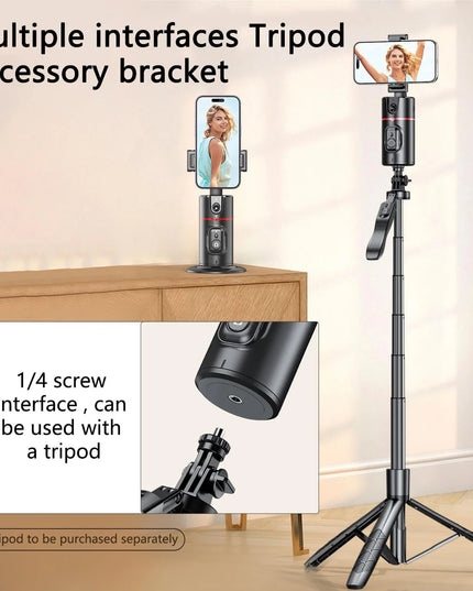 Auto Face Tracking Phone Holder Tripod, No App Required, 360° Rotation Smart Face Body Tracking Tripod Selfie Phone Camera Stand for TIK Tok, Vlog, Live Streaming, Youtube Video