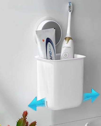 Wall-Mounted Portable Toothbrush and Toothpaste Holder with Waterproof Design - Drill-Free Bathroom Storage Organizer