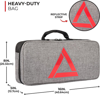 Thrive Emergency Car Kits for Vehicles - Roadside Emergency Car Kit (104 Pieces) - Car Kits for Emergency - Roadside Car Kit with Jumper Cables and Mini First Aid Kit - Gray Bag