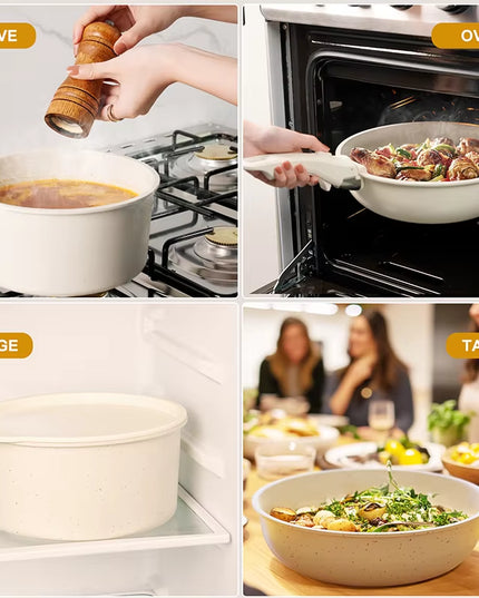 21-Piece Non-Stick Ceramic Cookware Set with Sensor Handles in Milky White