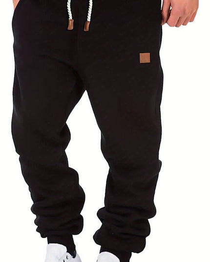 Men Athletic Pants, Elastic Waist Drawstring Trousers Fall Casual Pants with Pockets