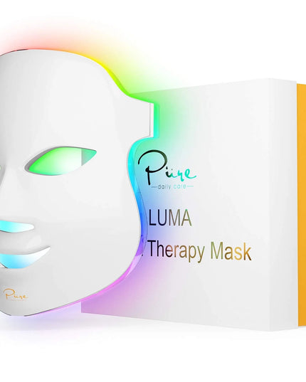 LED Light Therapy Luma Mask, 7 Advanced Lights Therapy, Timer, Remote Control, Anti-Aging, All Skin Types