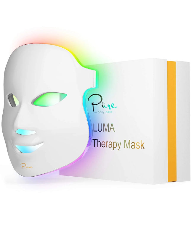 LED Light Therapy Luma Mask, 7 Advanced Lights Therapy, Timer, Remote Control, Anti-Aging, All Skin Types