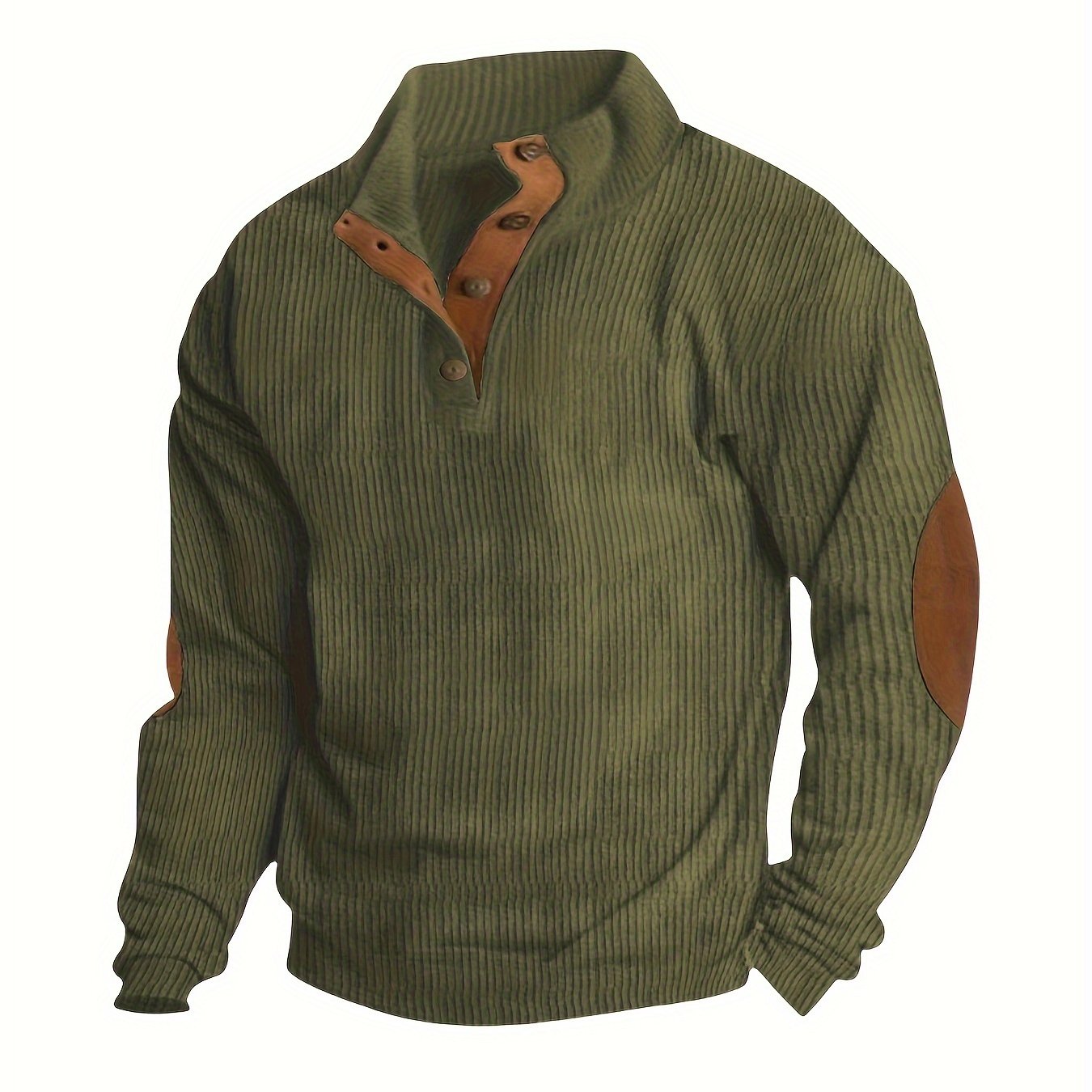 Men'S Casual Jacket for Autumn And Winter, Featuring a Loose Fit, Corduroy Fabric, Stand-Up Collar, Long Sleeves, And Button- Design.