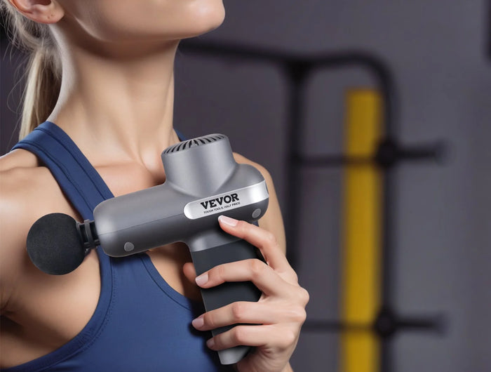 VEVOR Massage Gun Deep Tissue, Percussion Muscle Massager for Athletes - with 5 Speed Levels & 6 Massage Heads, 7.4V 2500Mah Batteries, Handheld Electric Massage Gun for Pain Relief, Muscle Relaxation