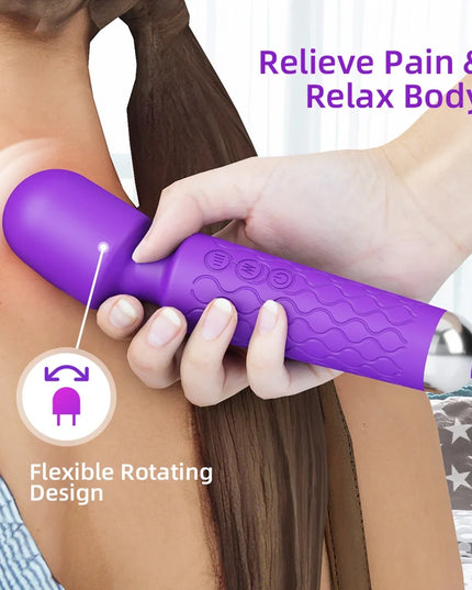 Wand Massager Vibrator with 8 Speeds 20 Vibration Modes, Personal Massager Adult Sex Toys for Women-Purple