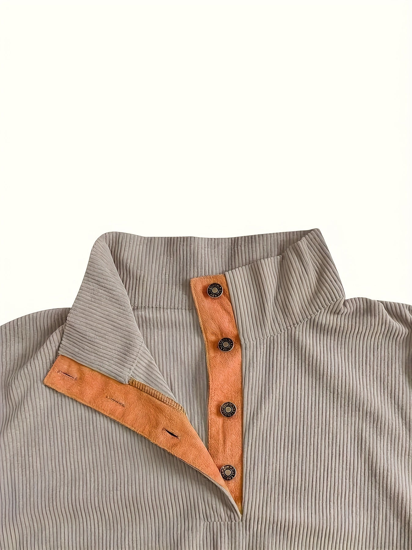 Men'S Casual Jacket for Autumn And Winter, Featuring a Loose Fit, Corduroy Fabric, Stand-Up Collar, Long Sleeves, And Button- Design.
