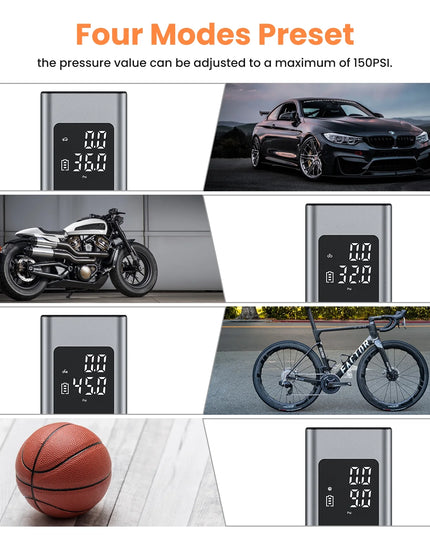 Tire Inflator Portable Air Compressor, Cordless 150PSI Car Air Pump with Digital Pressure Gauge, Electric Tire Pump with 7500 Mah Battery, Mini Car Tire Inflator with LED for Car, Bike, Ball