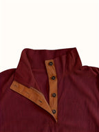 Men'S Casual Jacket for Autumn And Winter, Featuring a Loose Fit, Corduroy Fabric, Stand-Up Collar, Long Sleeves, And Button- Design.
