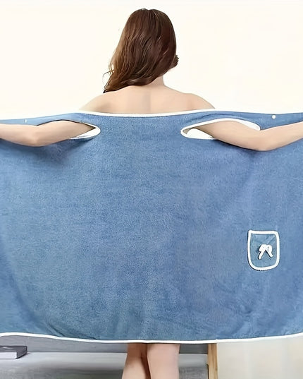 1pc Ultra-Soft Coral Velvet Bath Towel Skirt with Bowknot Design - Quick Dry, No Hair Loss, One Size Fits Most (5'2"-5'74", 132lbs-176lbs), Grey with White Pockets & Ties