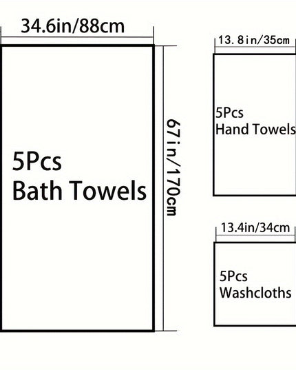 15pcs Ultra-Soft Microfiber Towel Set - Includes 300GSM Bath, Hand & Washcloths in Multiple Colors - Perfect for Home & Hotel Showers