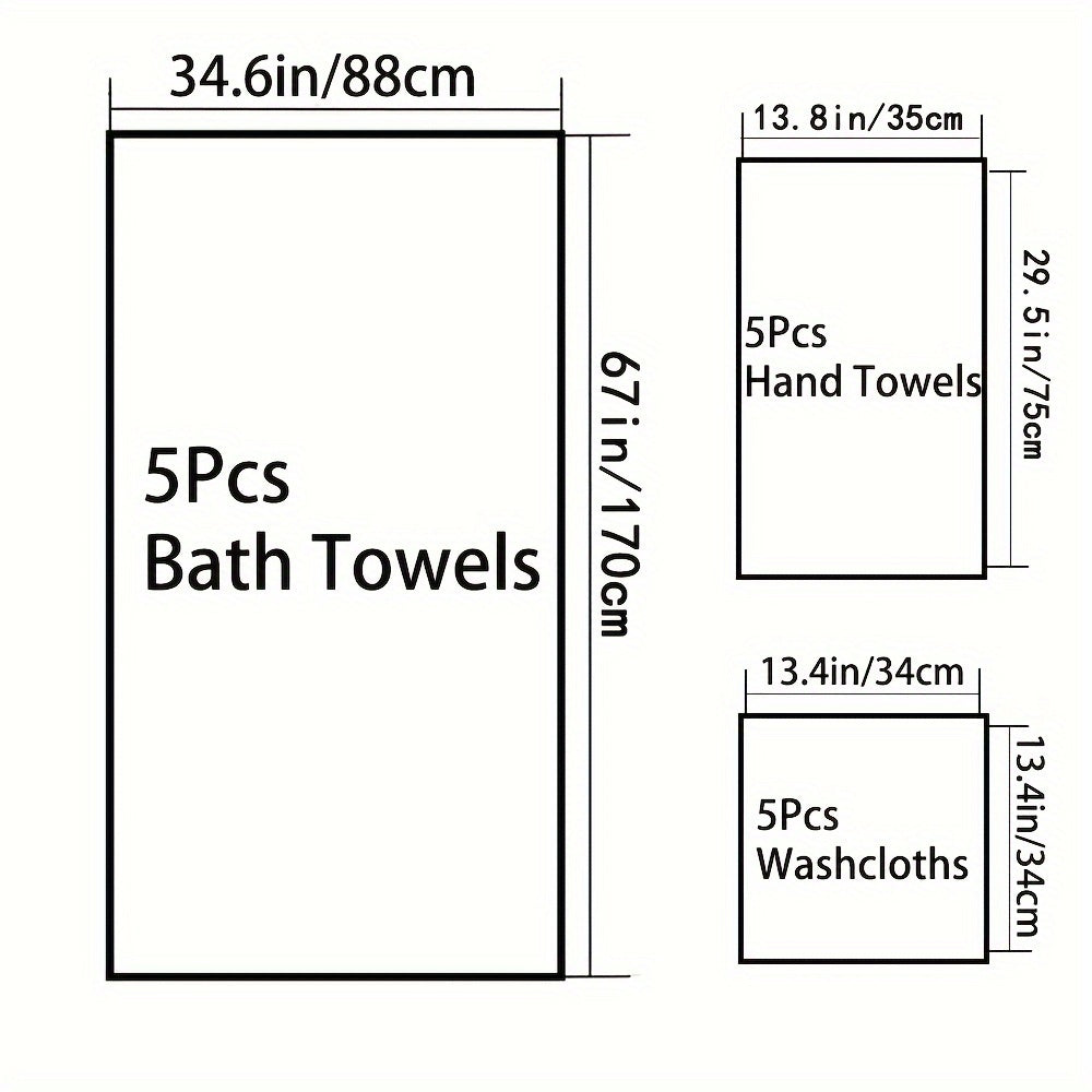 15pcs Ultra-Soft Microfiber Towel Set - Includes 300GSM Bath, Hand & Washcloths in Multiple Colors - Perfect for Home & Hotel Showers