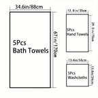 15pcs Ultra-Soft Microfiber Towel Set - Includes 300GSM Bath, Hand & Washcloths in Multiple Colors - Perfect for Home & Hotel Showers