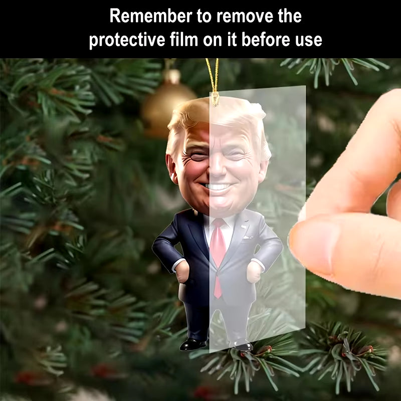 Cartoon Trump Pendant Acrylic Material Funny and Interesting Cartoon Pendant Suitable for Christmas Tree Cars Holiday DIY Gift