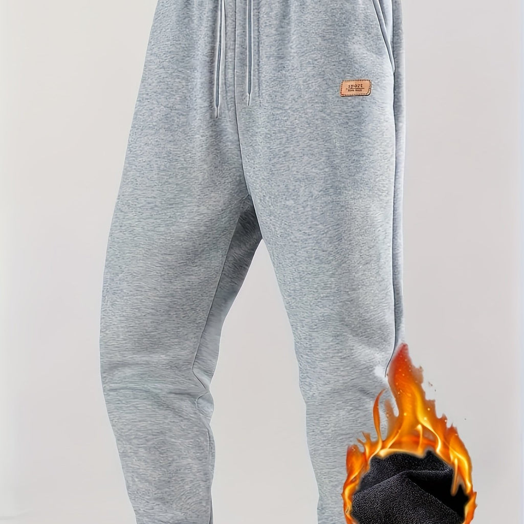 Men's 4-Color Options Compatible Sweatpants - Stretch Knit Joggers with Drawstring Waist, Belt-Like Design | Solid Color Options Black, Gray, Navy, White | Elastic Cuffs and Smooth Legs, Suitable for Gym, Casual, Casual Attir