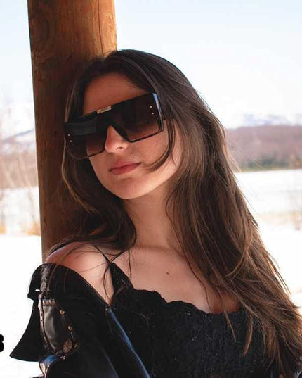 FEISEDY Square Oversized Flat Top Sunglasses with Side Lens Integrated for Women Men B4028