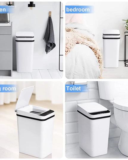 2.5 Gallon Bathroom Trash Can, Trash Cans for Kitchen, Plastic Trash Can with Lid, Smart Touchless