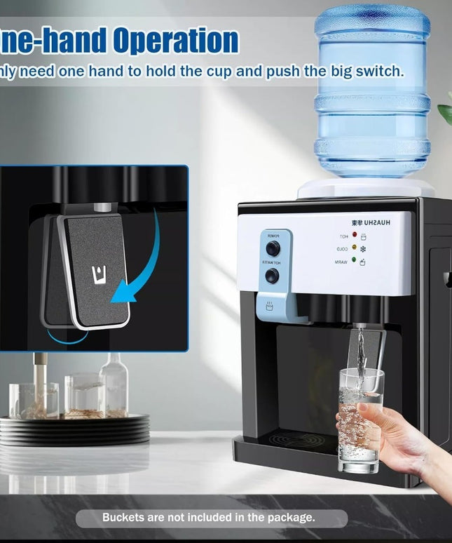 5 Gallon Hot and Cold Water Dispenser, Countertop Water Dispenser, Top Loading Hot & Cold Water Cooler Dispenser with 3 Temperature Settings, for Office, in The Desk Bedside Cabinet, Tea Table, Bar