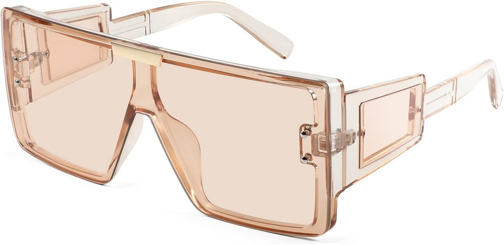 FEISEDY Square Oversized Flat Top Sunglasses with Side Lens Integrated for Women Men B4028