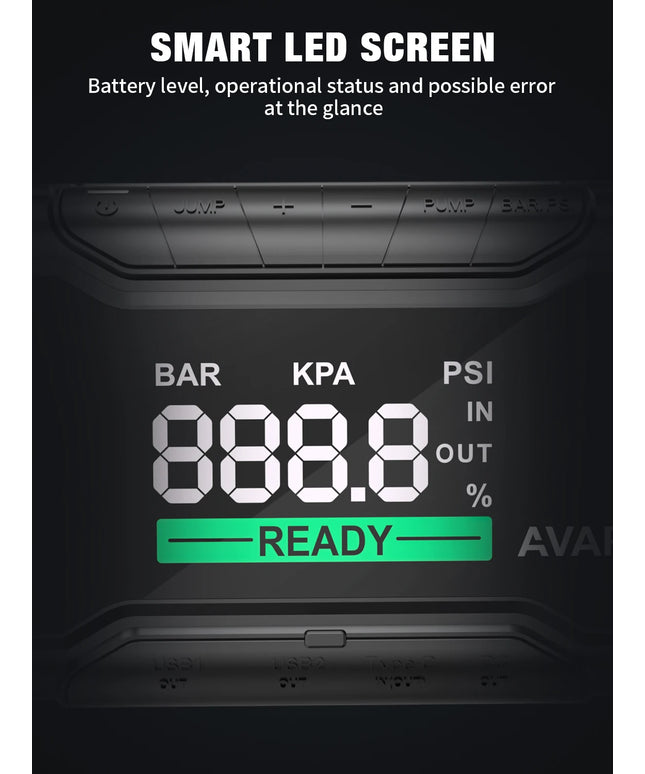 AVAPOW 3000A Car Battery Jump Starter with 150PSI Air Compressor, 12V Portable for 10L Gas/Diesel Engines