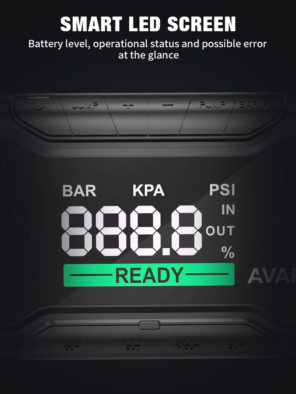 AVAPOW 3000A Car Battery Jump Starter with 150PSI Air Compressor, 12V Portable for 10L Gas/Diesel Engines