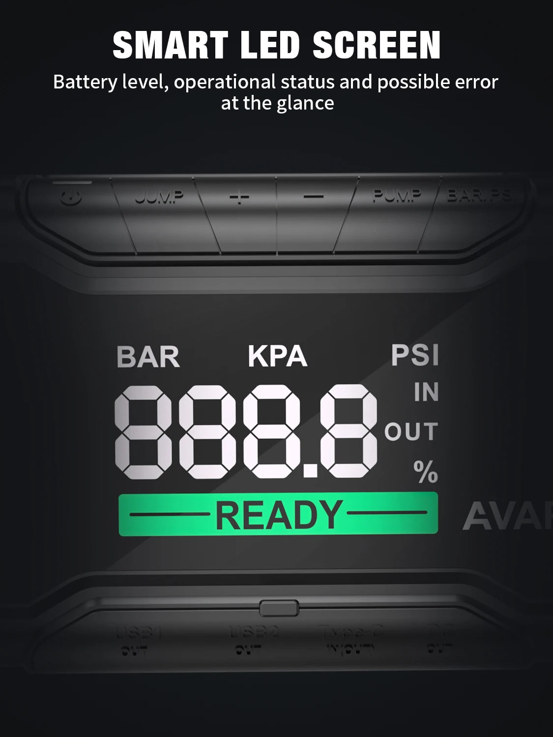 AVAPOW 3000A Car Battery Jump Starter with 150PSI Air Compressor, 12V Portable for 10L Gas/Diesel Engines