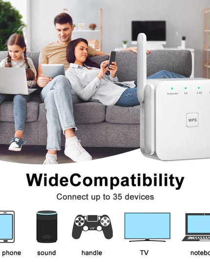 5Ghz WiFi Repeater AC1200 Wi-Fi Booster WiFi Extender Amplifier 2.4G/5GHz Wi-Fi Signal Booster Long Range Network Access Point