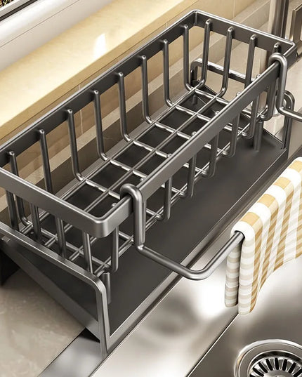 Kitchen Sink Drain Rack Organizer ABS Plastic Self-Draining Sink Shelf Soap Sponge Holder Dishcloth Towel Rack Filter Basket