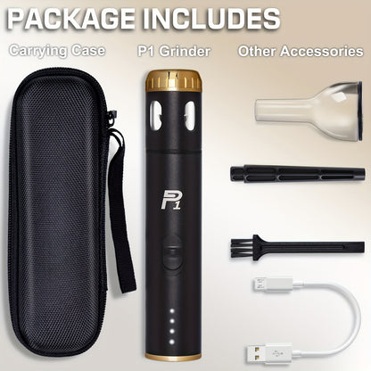 USB Rechargeable Electric Tobacco Herb Grinder 1pc with Quick Grinding, Cone Loader, Portable Storage Bag Included - Smoking Accessories