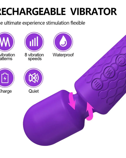 Wand Massager Vibrator with 8 Speeds 20 Vibration Modes, Personal Massager Adult Sex Toys for Women-Purple