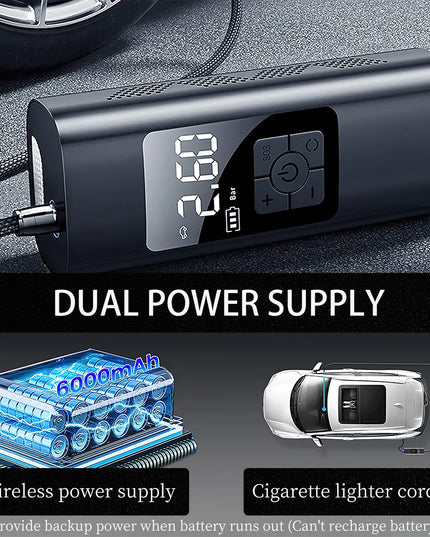 Tire Inflator, Portable 150 PSI Air Compressor Bicycle Pump with Digital Pressure Gauge, Cordless Rechargeable Tire Pump with Emergency LED Light, Mini Electric Air Pump for Car Bike Motorcycle Ball