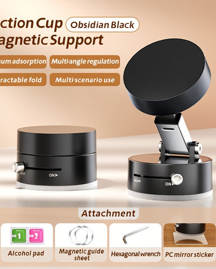 1pc Metal Vacuum Magnetic Suction Phone Holder, Strong Suction Cup Mount for Home, Car, Kitchen, Bathroom - Stable and Firm Grip, Home Gadget Organizer | Modern Phone Holder | Quality Suction Attachment, Phone Suction Grip
