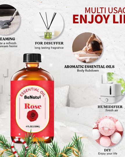Benatu 4.06oz Rose Essential Oil Moisturize And Soothe Dry Skin-For Diffuser Essential Oil, Oil Diffuser, Essential Oil Diffuser-Valentine'S Day Gifts