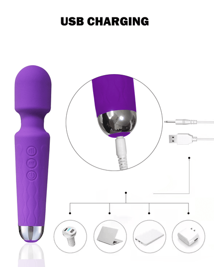 Wand Massager Vibrator with 8 Speeds 20 Vibration Modes, Personal Massager Adult Sex Toys for Women-Purple