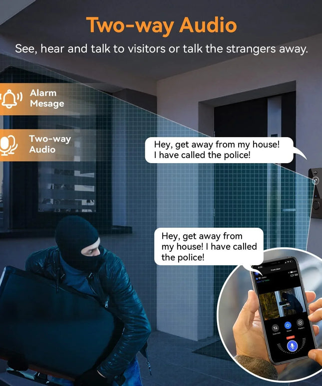 Wireless Doorbell Camera with Chime, Smart Video Doorbell Security Camera with ，Black