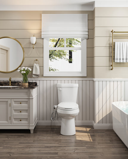 Bidet Attachment for Toilet with Hot and Cold Sprayer, Rear and Female Wash, Self-Clean Dual Nozzles, Adjustable Water Temperature and Pressure, Easy Installation, Non-electric Hygienic Toilet Accessories, Compatible with Mos