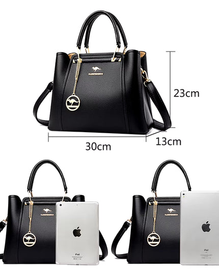 Luxury 3-Layer Leather Handbags for Women - Designer Crossbody Tote Bag with Large Capacity 2024