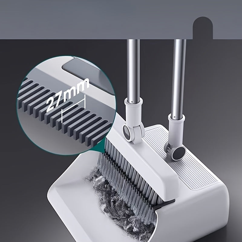 3 In1 Set, Household Broom And Dustpan Set, Long Handle Floor Cleaning Broom Dustpan Set, Rotatable Broom And Dustpan With Comb Tooth, Non-stick Hair, To Remove Dust And Garbage, For Home, Kitchen, Office, Cleaning Tool, Clea