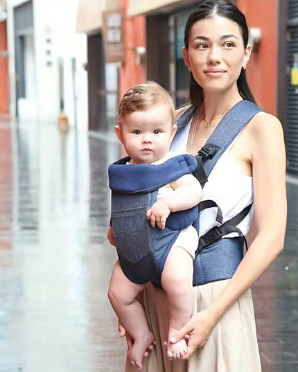 Ergonomic Baby Carrier, Multi-functional Polyester Front Carry Wrap, Adjustable Buckle Closure, Supports Up to 35lbs, for Newborns & Toddlers, Fits 0-3 Years Old