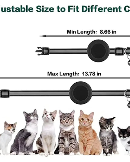 ATUBAN Airtag Cat Collar Breakaway, Reflective Kitten Collar with Apple Air Tag Holder and Bell for Girl Boy Cats, 0.4 Inches