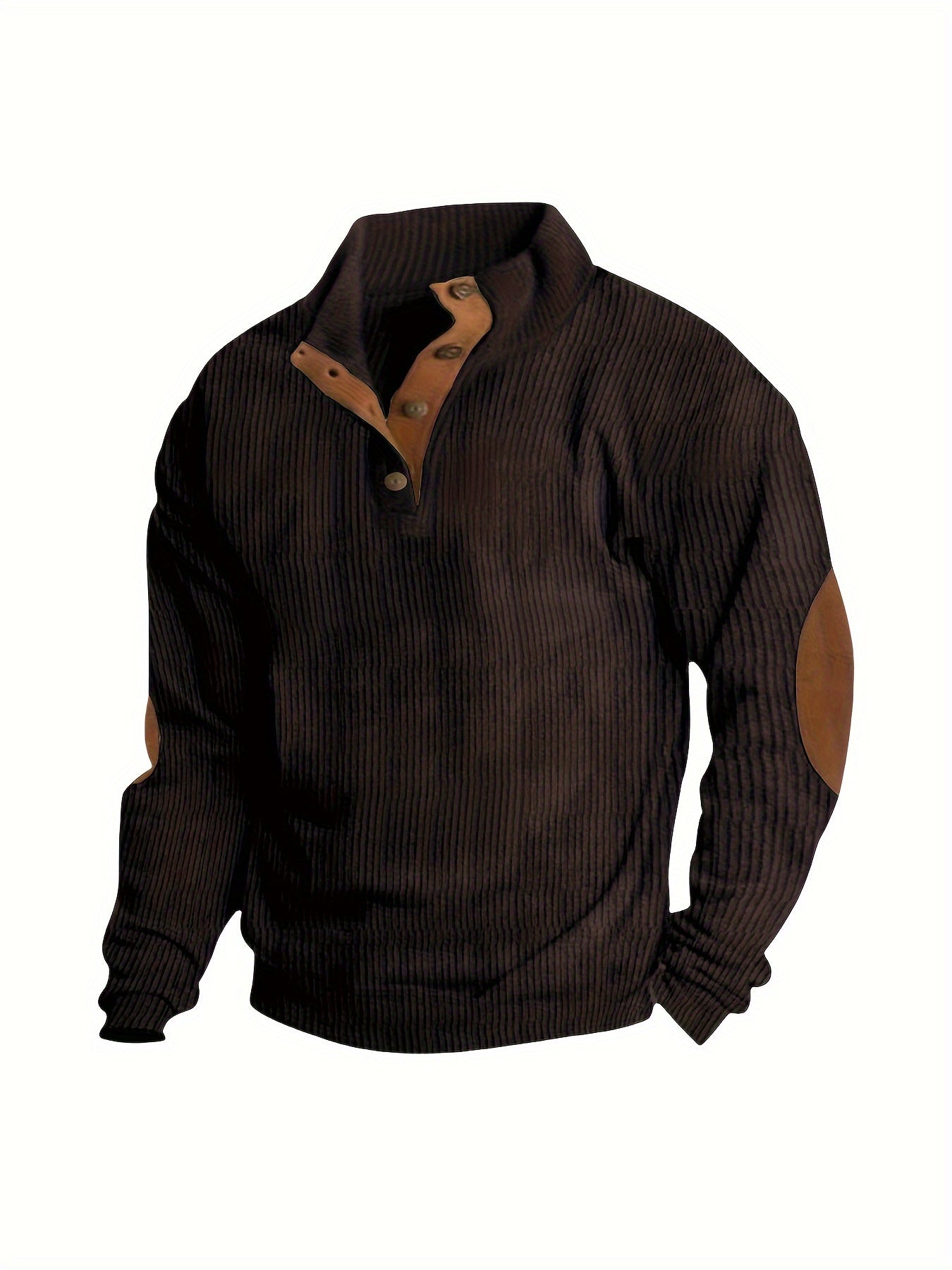 Men'S Casual Jacket for Autumn And Winter, Featuring a Loose Fit, Corduroy Fabric, Stand-Up Collar, Long Sleeves, And Button- Design.
